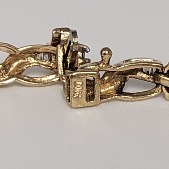 Beautiful 10K yellow gold oval link Diamonds Bracelet 7" - Picture 3 of 12